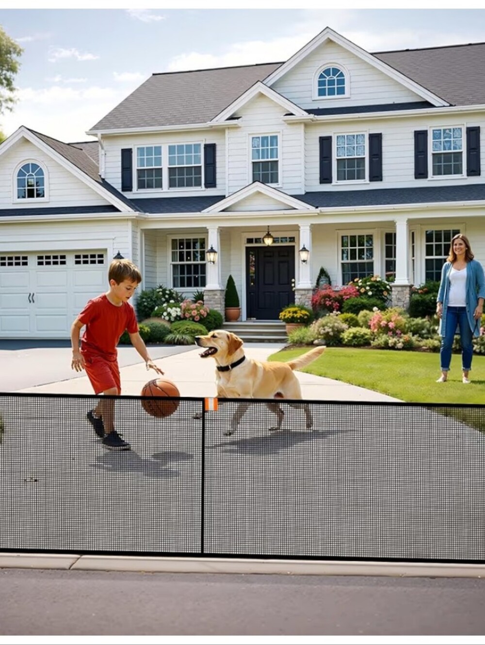 Driveway Net for Kids Safety, 28 Feet, Driveway Safety Net Barrier, Stops Basket
